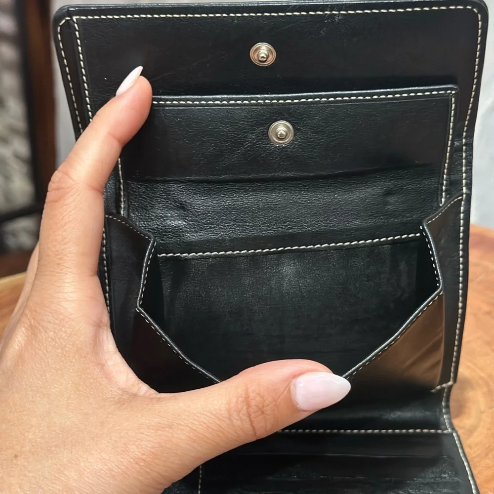 Vintage Celine Triomphe Monogram Wallet Black Grey Canvas Compact Clutch - Picture 7 of 12